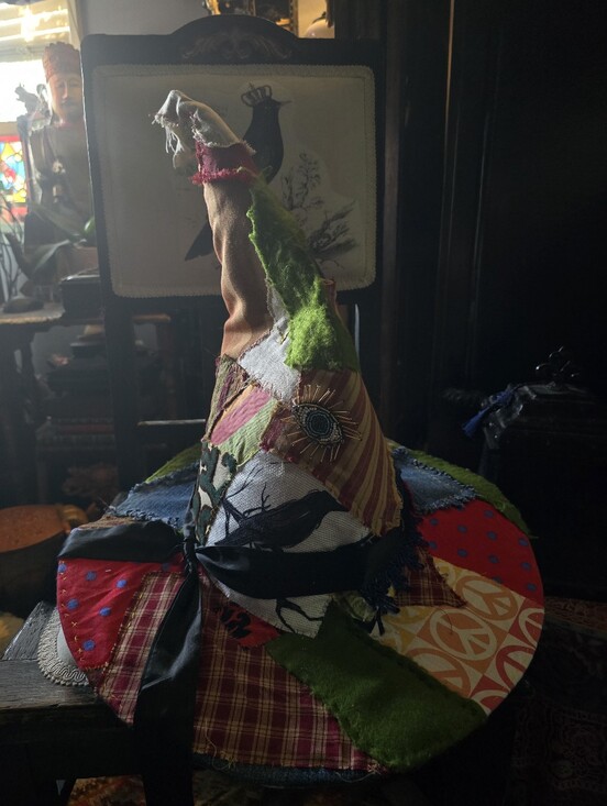 Witch Hat. Tattered And Thorn Patchwork Witch. Halloween. Samhain. One Of A Kind main image 5
